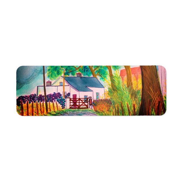 Irish Farmhouse Returadress Etikett (Framsidan)