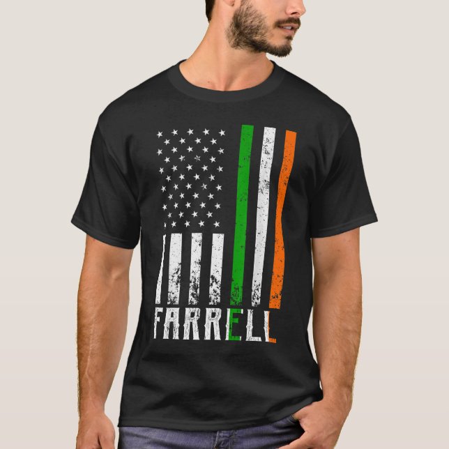 Irish FARRELL Family American Flagga Ireland Flagg T Shirt (Framsida)