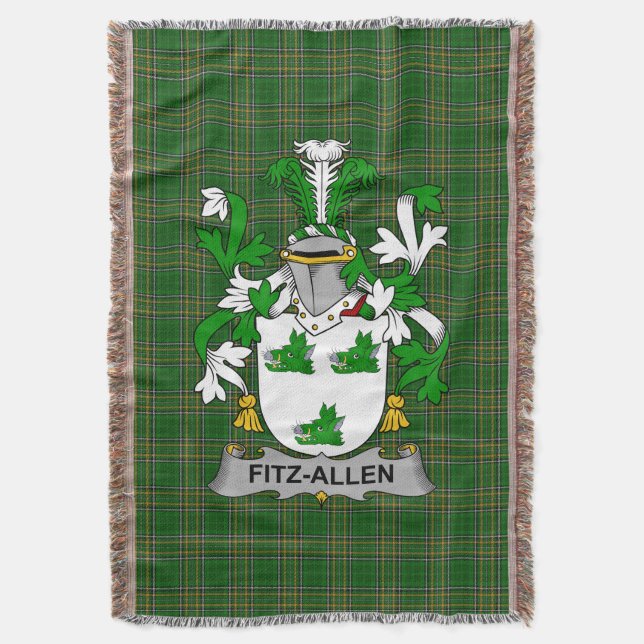 Irish Fitz-Allen Jackar om Arm Family Crest Irelan Filt (Framsidan Vertikal)