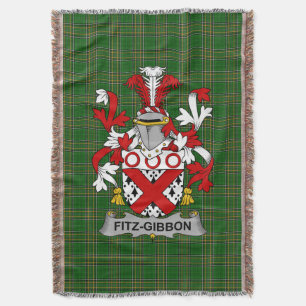 Irish Fitz-Gibbon Jackar om Arm Family Crest Irela Filt