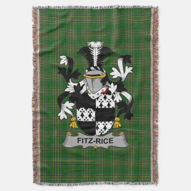 Irish Fitz-Ris Jackar om Arm Family Crest Ireland Filt (Framsidan Vertikal)