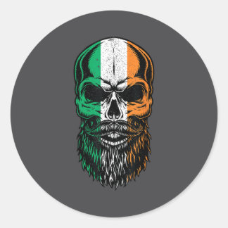 Irish Flag Bearded Skull Head Saint Patrick's Day  Runt Klistermärke