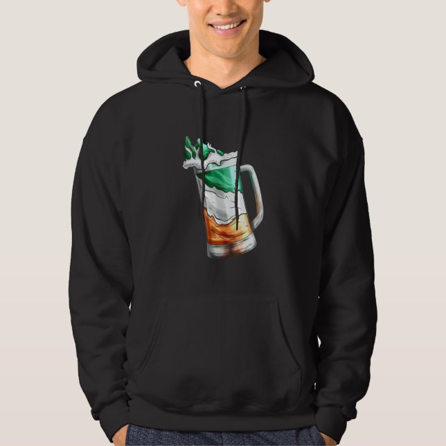 Irish Flag Coloured Glass Of Beer On St Patricks D Hoodie (Framsida)