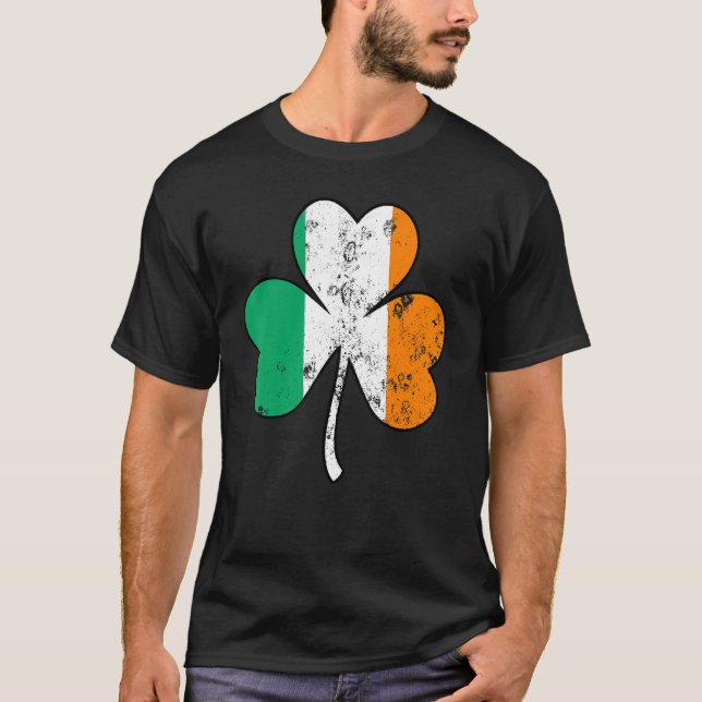Irish Flag Shamrock Happy St Patrick's Day Go Luck T Shirt (Framsida)