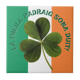Irish Flag Shamrock Lá Fhéile Pádraig Sona Kakelplatta