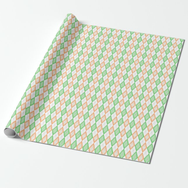 Irish Flagga Argyle Wrapping Papper Presentpapper (Utrullad)
