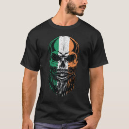 Irish Flagga Beared Skull Head Saint Patricks Day T Shirt