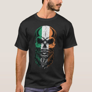 Irish Flagga Beared Skull Head Saint Patricks Day T Shirt