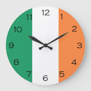 Irish Flagga Black Numbers wccn Stor Klocka