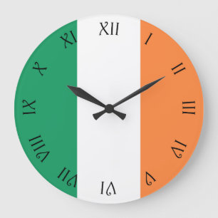 Irish Flagga Black Script Roman Numbers wccn Stor Klocka