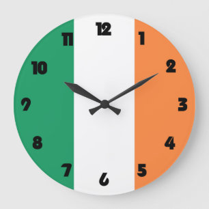 Irish Flagga Black Tjock Numbers wccn Stor Klocka