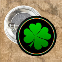 Irish Flagga Button, Lucky Klöver Ireland / St Pad