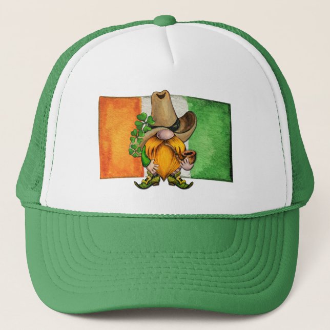 Irish Flagga Cowboy Gnome Lucky Keps (Framsida)
