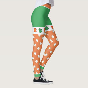 IRISH Flagga Färg med 4 Löv Klöver Leggings