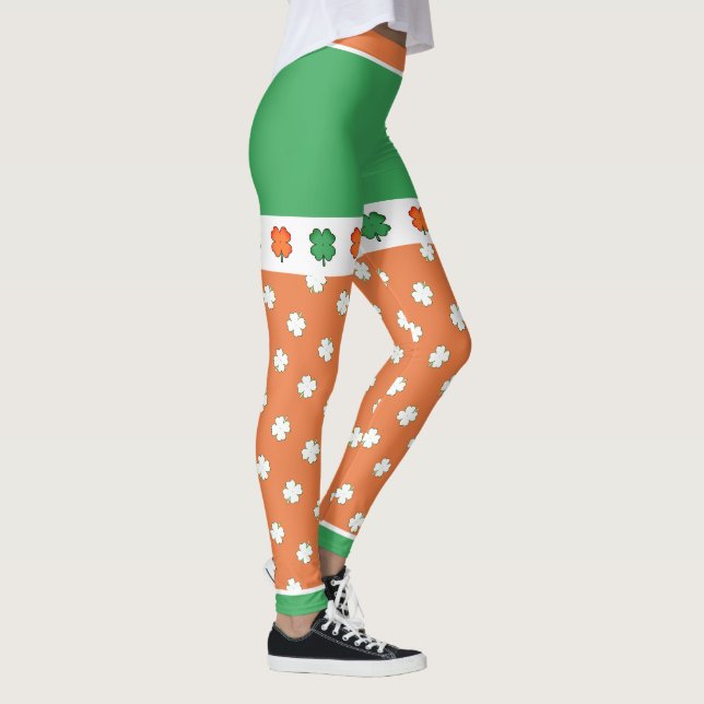 IRISH Flagga Färg med 4 Löv Klöver Leggings (Höger)
