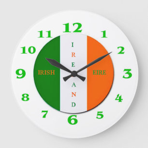 Irish Flagga for Round-Large-Wall-Clock Stor Klocka