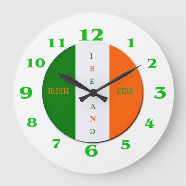 Irish Flagga for Round-Large-Wall-Clock Stor Klocka (Framsida)