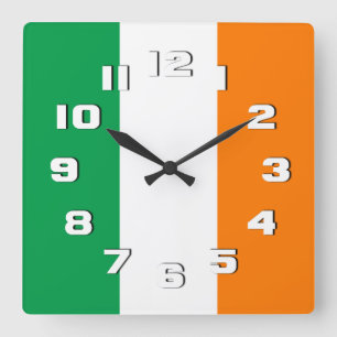 Irish Flagga Fyrkantig Klocka