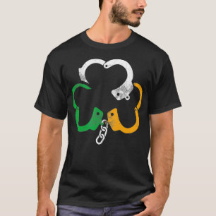 Irish Flagga Handcuffs Shamrock Police St Patricks T Shirt
