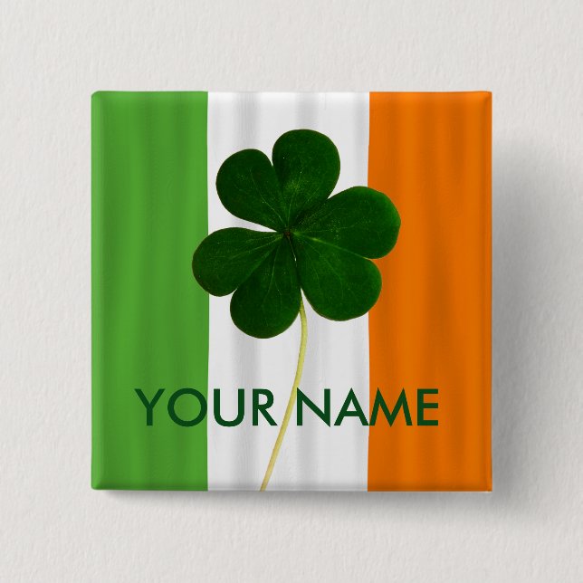 Irish Flagga Ireland Shamrock Klöver Volunteer Knapp (Framsida)