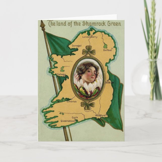 Irish Flagga Ireland Shamrock Kort (Framsida)