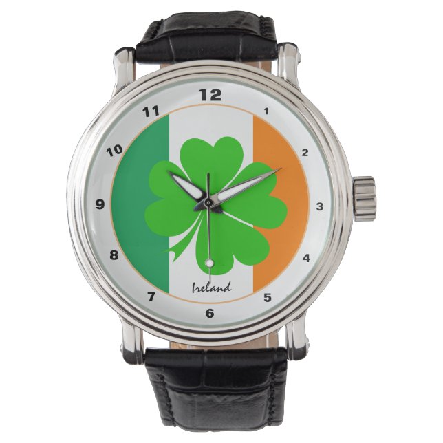 Irish Flagga & Ireland trendig mode / Shamrock Armbandsur (Framsida)