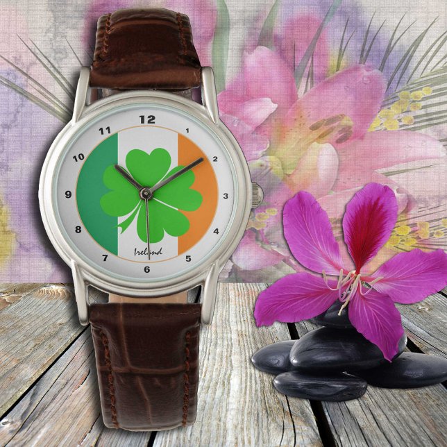 Irish Flagga & Ireland trendig mode / Shamrock Armbandsur (Skapare uppladdad)