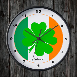 Irish Flagga & Ireland trendig mode /Shamrock Rund Klocka