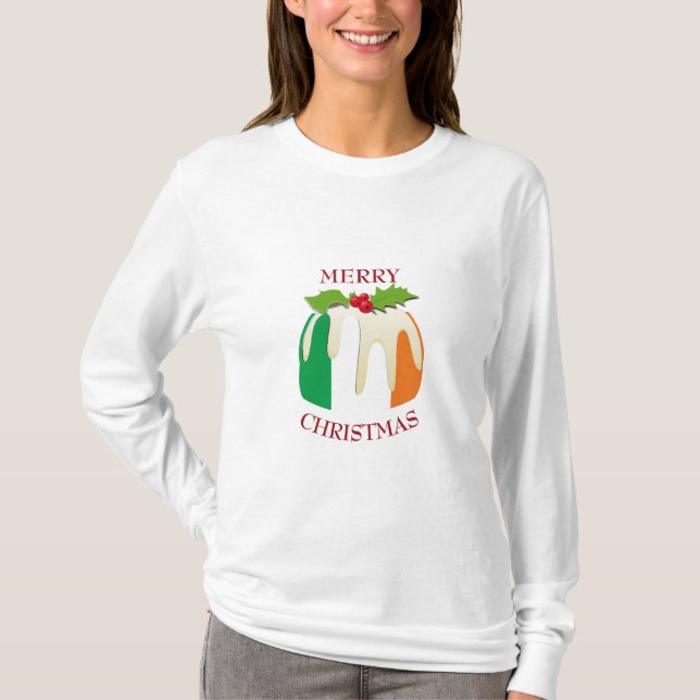 IRISH FLAGGA julpudding T Shirt (Framsida)