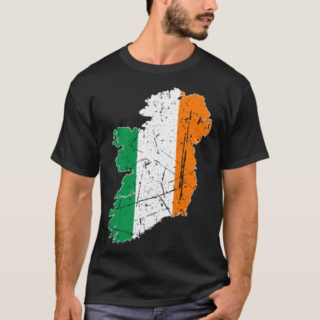 Irish Flagga Karta Souvenir Distress Ireland Vuxna T Shirt (Framsida)