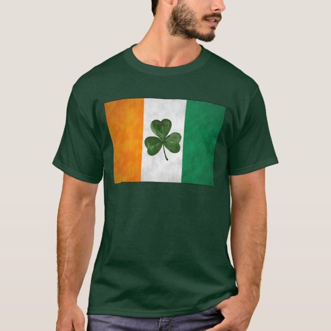 Irish Flagga Lucky Shamrock T Shirt (Framsida)