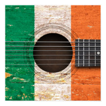 Irish Flagga on Old Acoustic Guitar