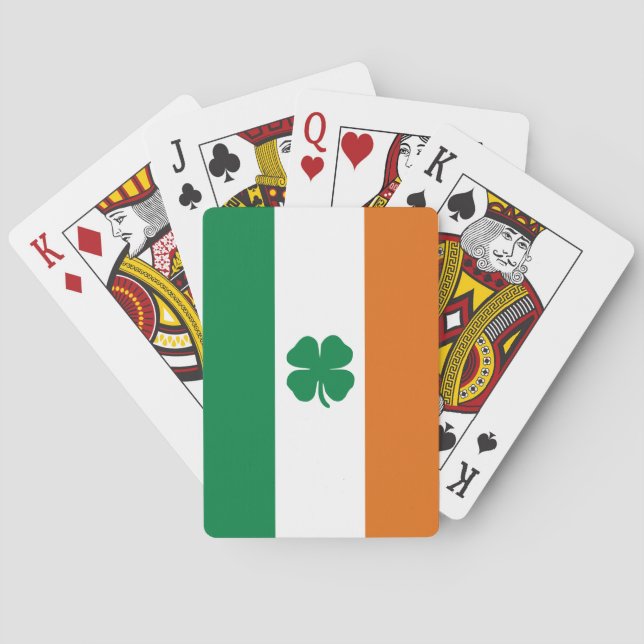 Irish Flagga Patriotic Ireland Flagga Fyrklövrare Casinokort (Baksidan)