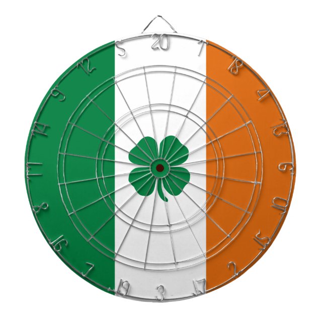 Irish Flagga Patriotic Ireland Flagga Fyrklövrare Darttavla (Framsidan)