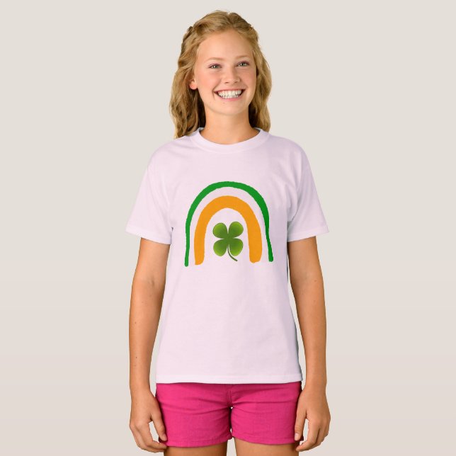 Irish Flagga Rainbow Klöver Shamrock T-Shirt Desig (Hel framsida)