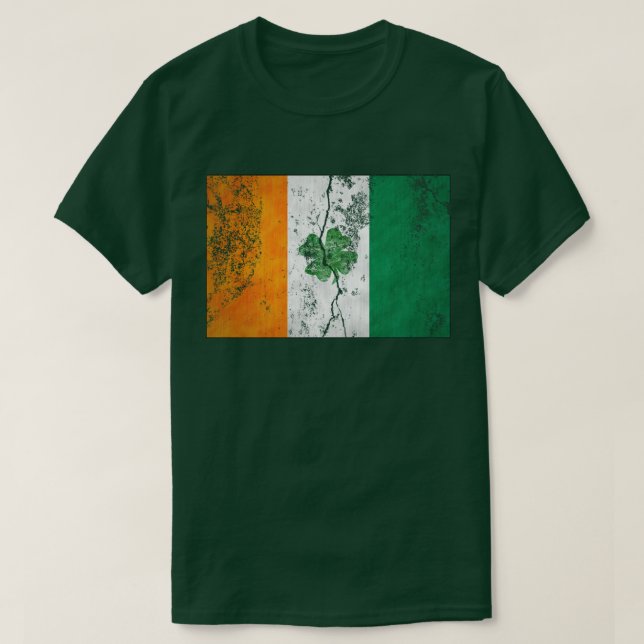 Irish Flagga Shamrock (Distress) T Shirt (Design framsida)