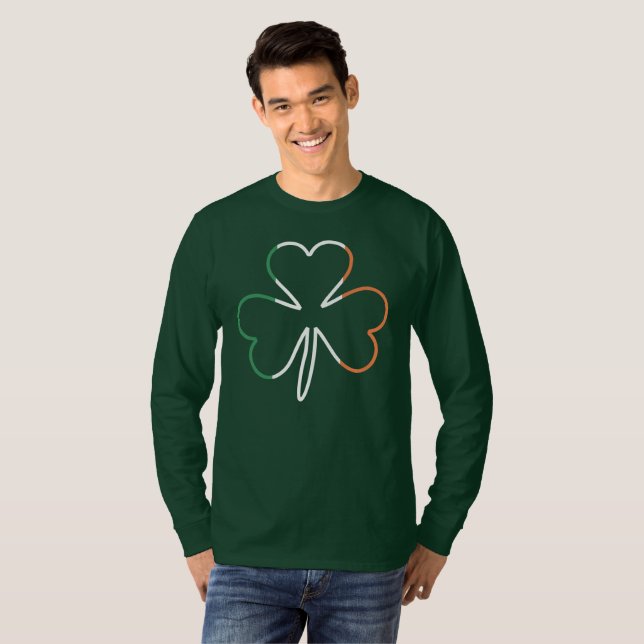Irish Flagga Shamrock Klöver St. Patrick T-Sh T Shirt (Hel framsida)