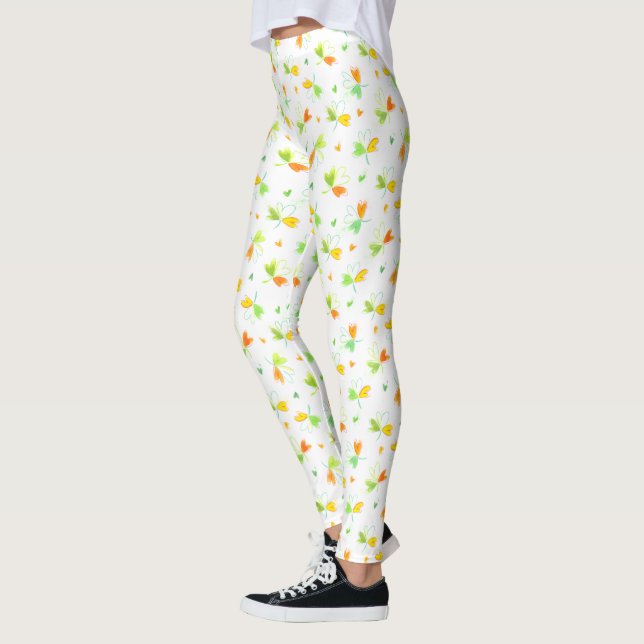 Irish Flagga Shamrock Mönster Leggings (Vänster)
