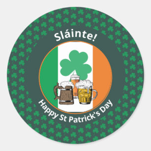Irish Flagga Shamrock Öl St patricks day Runt Klistermärke