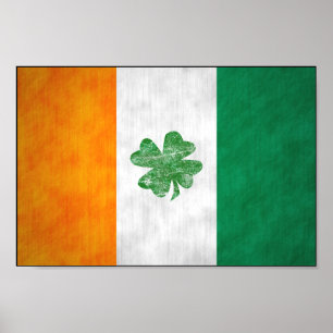 Irish Flagga Shamrock Poster