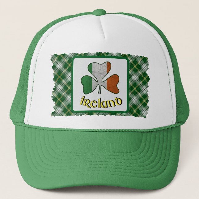 Irish Flagga Shamrock St Patrick Tartan Keps (Framsida)