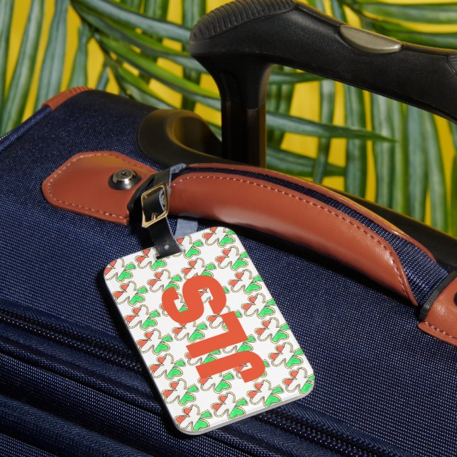 Irish Flagga Shamrock St. Patrick's Day Monogramme Bagagebricka (Framsida Insitu 1)