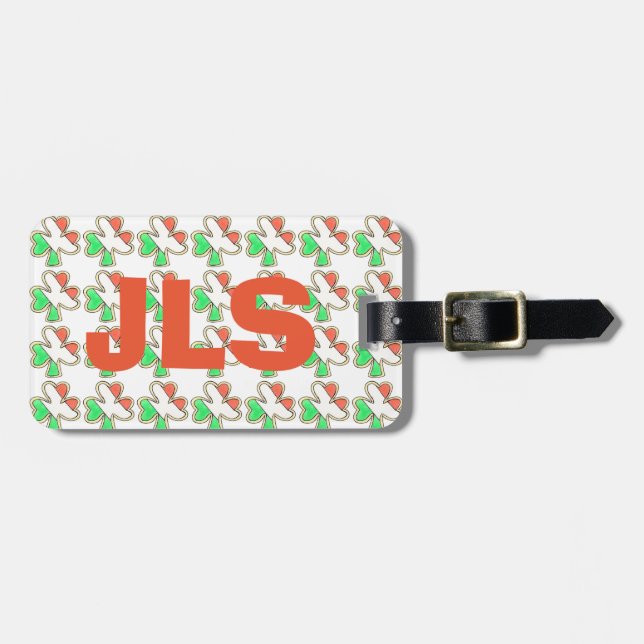 Irish Flagga Shamrock St. Patrick's Day Monogramme Bagagebricka (Horisontell Framsida)