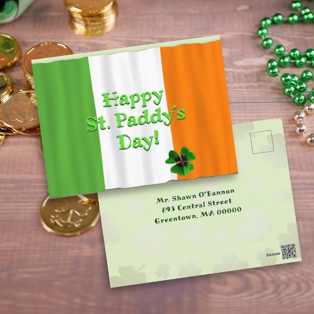 Irish Flagga St. Paddys Day Postcard Hälsning Vykort (Skapare uppladdad)