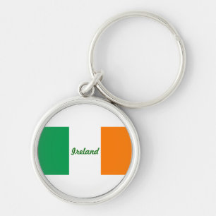 Irish Flagga/St patrick's day Rund Silverfärgad Nyckelring