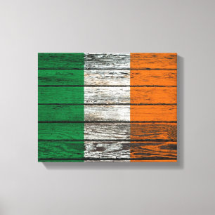 Irish Flagga with Rough Wood Grain Effect Canvastryck
