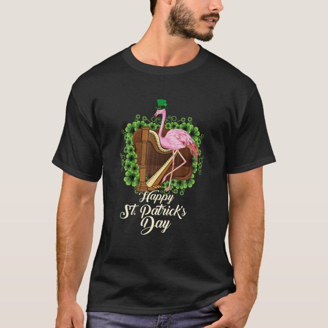 Irish Flamingo Grönt Saint patrick Day Lucky St Pa T Shirt (Framsida)
