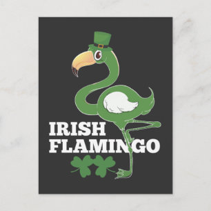 Irish Flamingo Ireland Party st patricks day Vykort