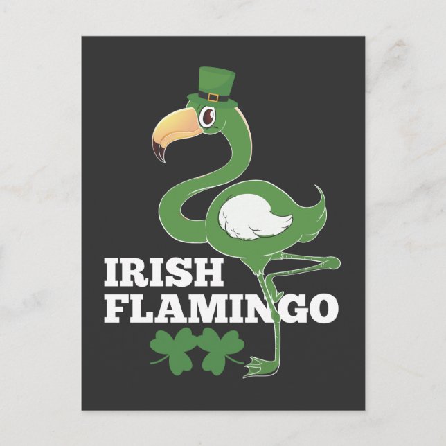 Irish Flamingo Ireland Party st patricks day Vykort (Framsida)