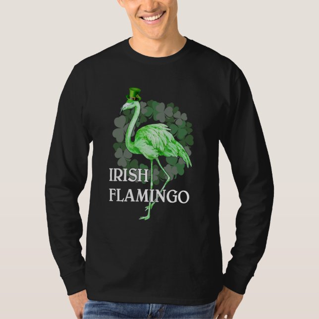 Irish Flamingo Shamrock Lucky Leaf Outfit for Patr T Shirt (Framsida)